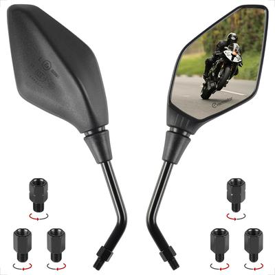 Evermotor Motorcycle Mirrors, 8mm & 10mm, Left & Right Set, Universal Mirrors for Electric Motorcycles, Standard/Reverse Thread, Adjustable, Vibration