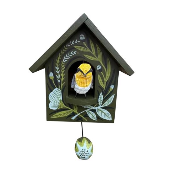 Whimsical Kinetic Art Birdhouse Wall Decor Handmade Wooden Decorative Wall Ornament Patchwork Garden Decoration