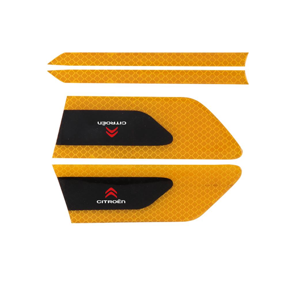 1 pair Reflective Warning Strip Tape Car Side Baffle Decoration Stickers For Citroen C1 C2 C3 C5 Grand Exterior Auto Accessories aib256