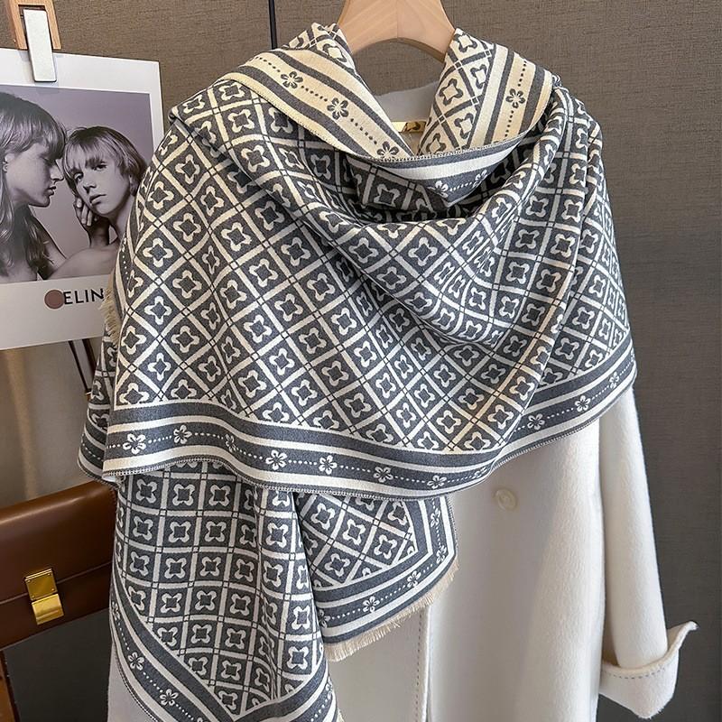 Women's Stylish Faux-Cashmere Scarf – Korean-Style Printed Warm Neck Warmer & Air-Conditioning Shawl