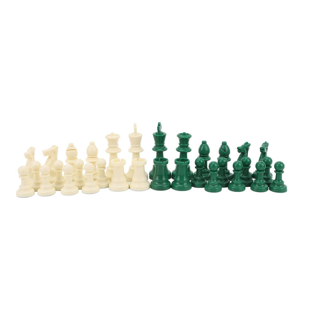 32PCS International Chess Pieces Green and White Chess Figures Felt Bottom Plastic Chess Figurine