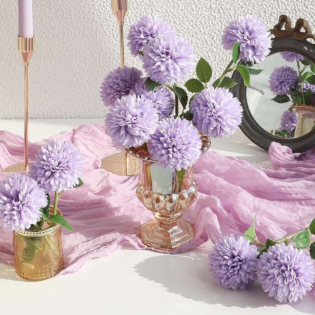 5Pcs Silk Ball Chrysanthemum Wedding Artificial Flower Decor Vase for Home Room Scrapbooking Flower Gift Arrangement Accessories
