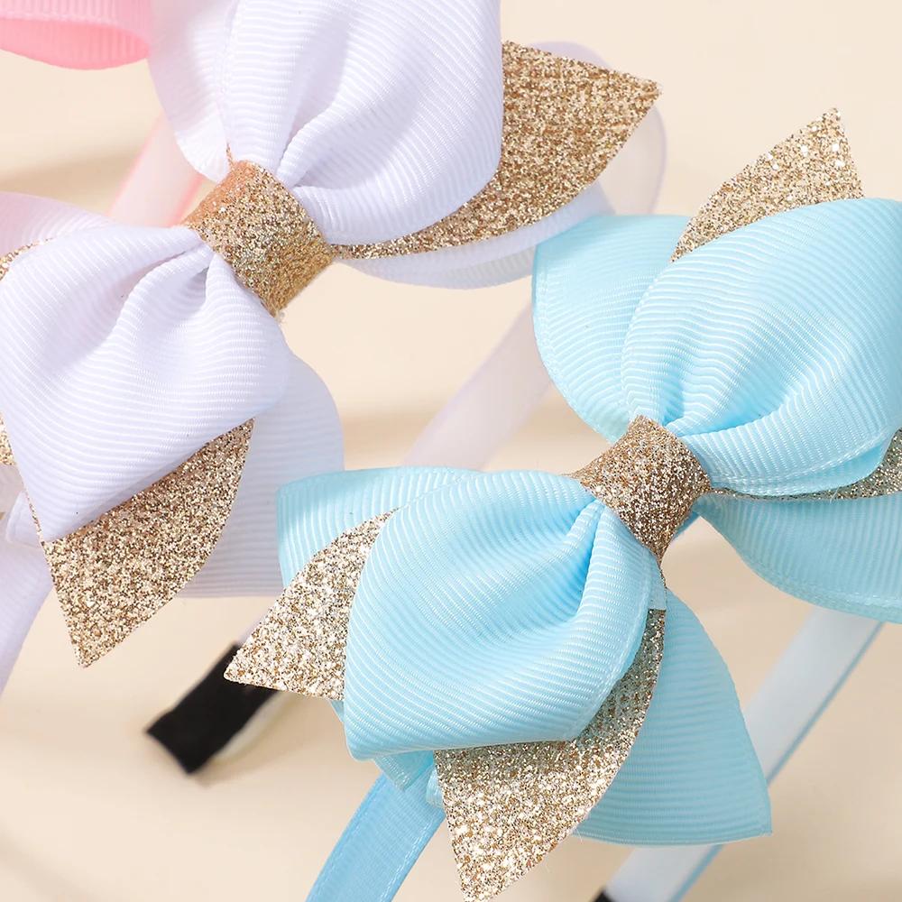 Niedliches Schleifen-Haarband Mädchen Handgemachtes Schleifen-Haarband Kopfschmuck Cartoon Schleife Haarreif Kinder Haarschmuck Glitzer Geschenke