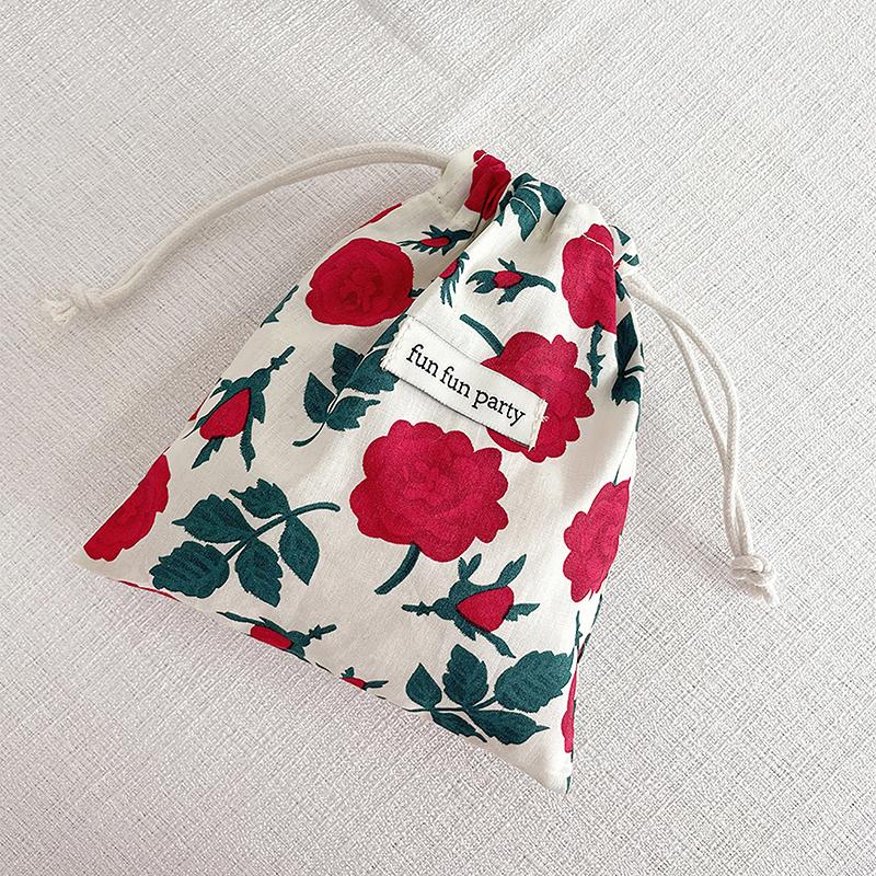 Multifunctional Cotton Plaid Storage Drawstring Bag For Women Portable Finishing Storage Pouch Cute Makeup Bag Candy Organizer