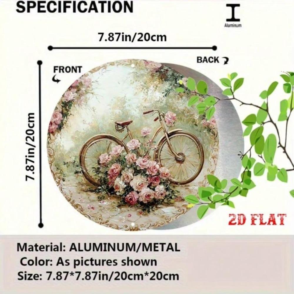 Vintage Floral Tin Sign Roses Bicycle Wall Art Decor Home Decoration