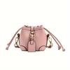 Trendy Color Block Mini Bucket Bag For Girls  Cute PU Leather Crossbody Bag Lightweight Drawstring Shoulder Bag For School Parties