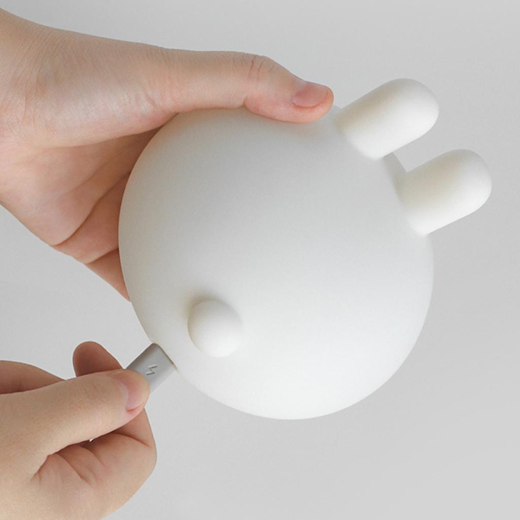 Cute Rabbit Night Light Silicone Bunny Tabletop Lamp 2700K Warm Light with Timing Bedroom Decor