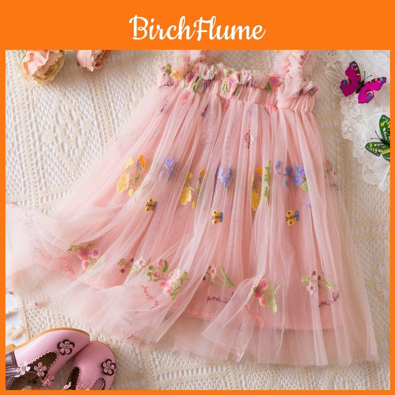 Princess Girls Summer Cotton Blend Embroidered Dress For Toddler Girls With Flower Pattern