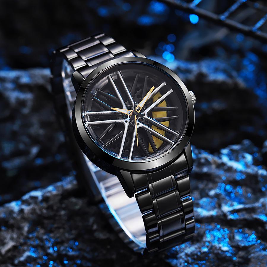Sports Car Wheel Hub Rotatable Watch Men'S Wheel Quartz Watch Fashion Trendy Men'S Watch