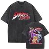 Men'S And Women'S Bizarre Adventure Graphic T-Shirt Cotton Street Wash Clothing Casual Vintage T-Shirt Anime Gu