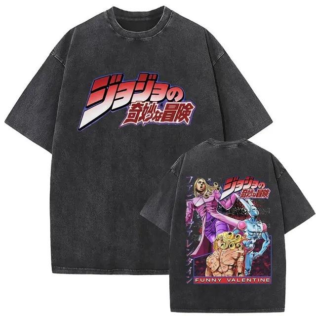 Men'S And Women'S Bizarre Adventure Graphic T-Shirt Cotton Street Wash Clothing Casual Vintage T-Shirt Anime Gu