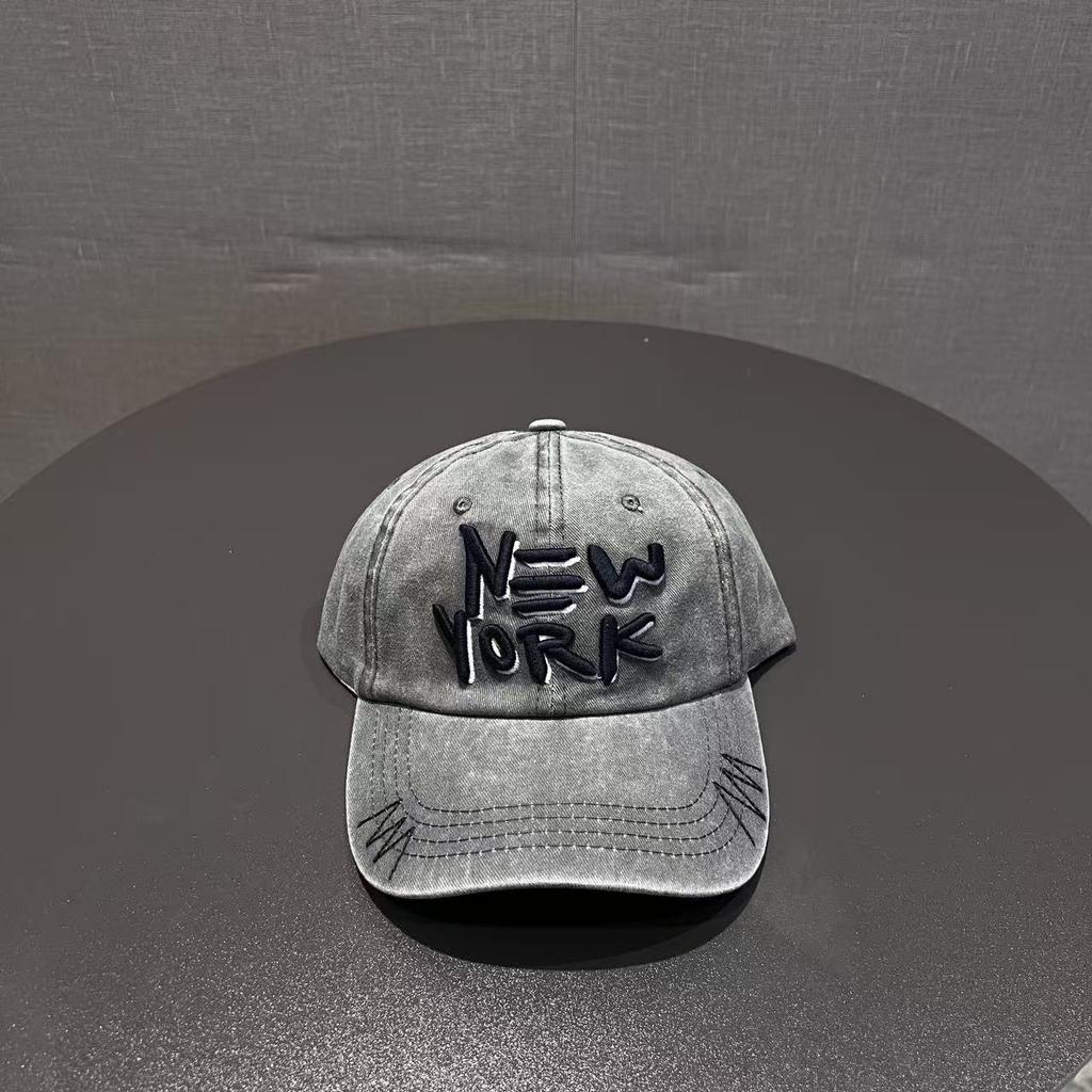 Washed Cotton Baseball Cap New Men's Curved Brim Cap Outdoor Sunshade Sun Protection Hat Retro Trendy