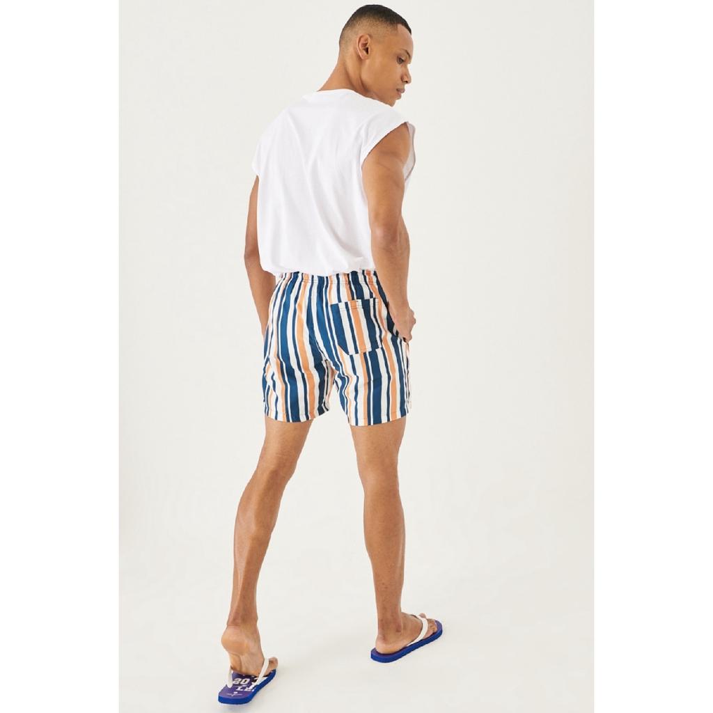 Pantaloni scurți de baie pentru bărbați, alb, portocaliu, standard, ocazional, cu model