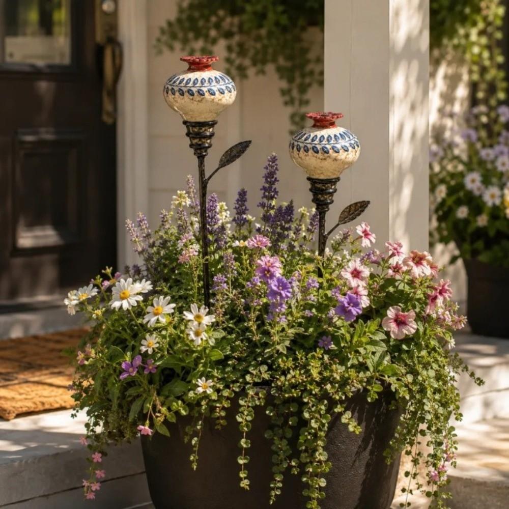 Easy Fill Garden Hummingbird Feeder Ground Stake Garden Bird Feeder Patio Flower Bed