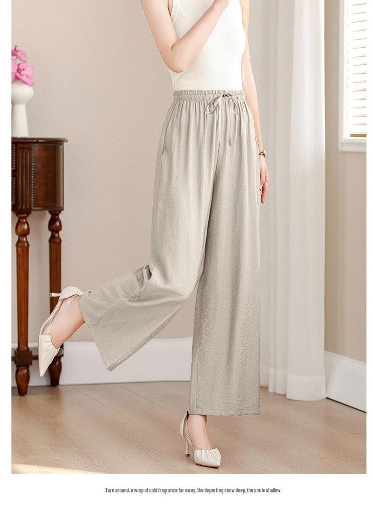 Plus Size Women's High-Waisted Ice Silk Harem Pants - Breathable, Slimming, Wide-Leg, Nine-Point Length