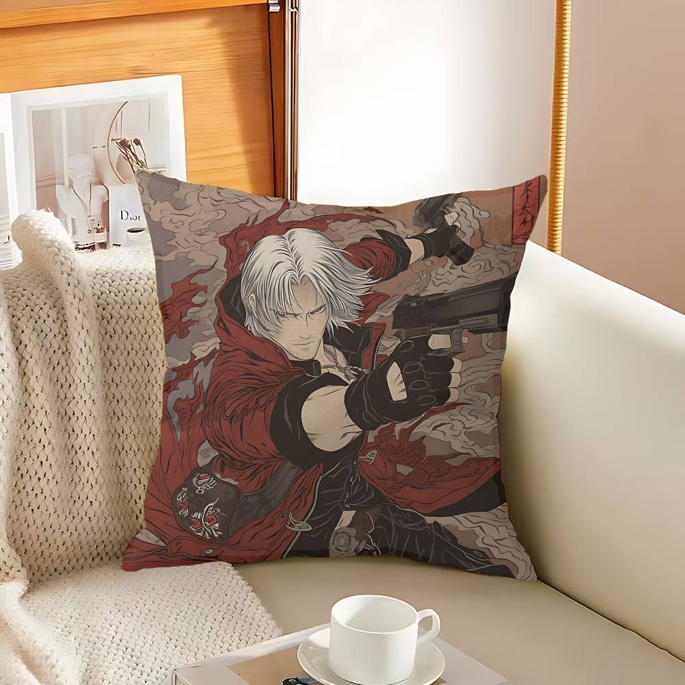 Classic D-Devil M-May C-Cry Action Game Pillow Covers Cartoon Sofa Decorative Home Double-sided Printing Short Plush Cute
