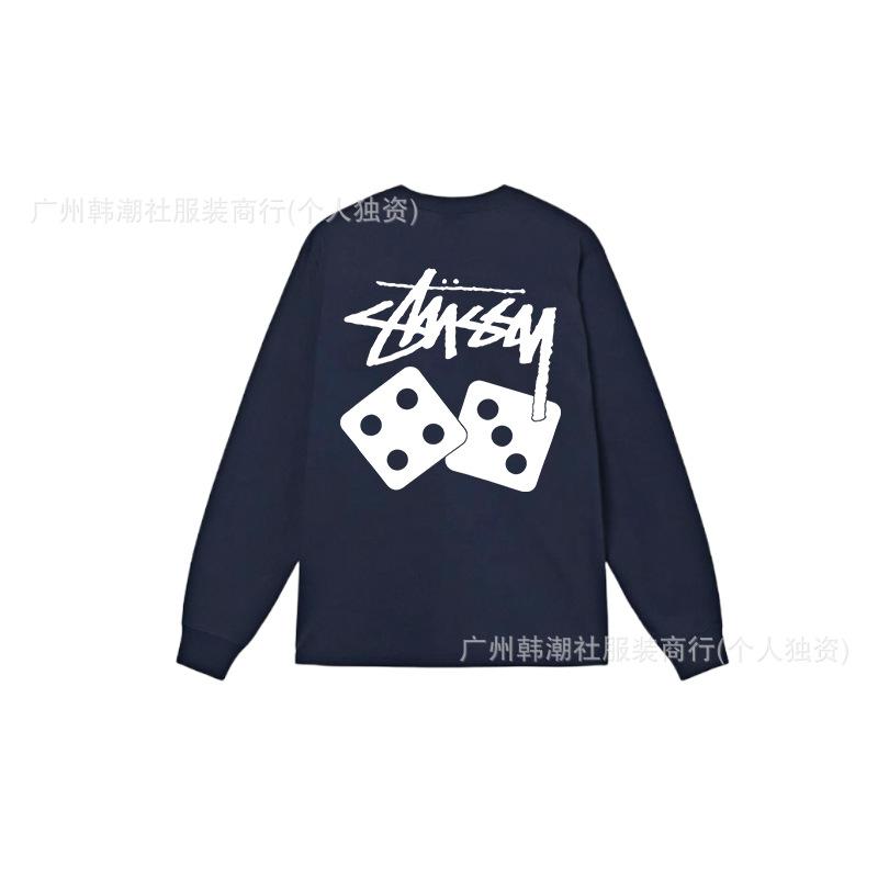 3. Cross-border Stuart long-sleeved printed t-shirt American trendy cylindrical cloth casual loose men and women the same style