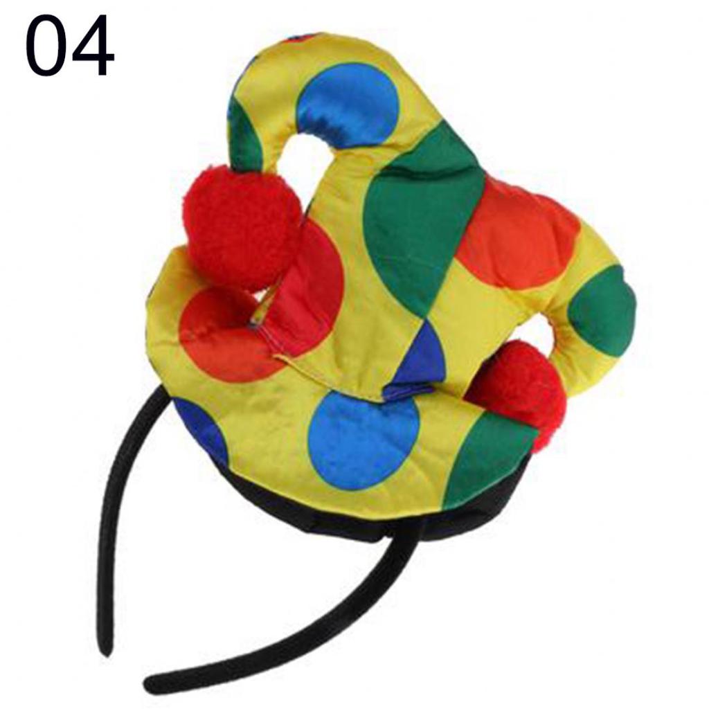 1× Polka Dot Clown Hat Headband Hair Hoop Circus Jester Fancy Dress Costume Prop