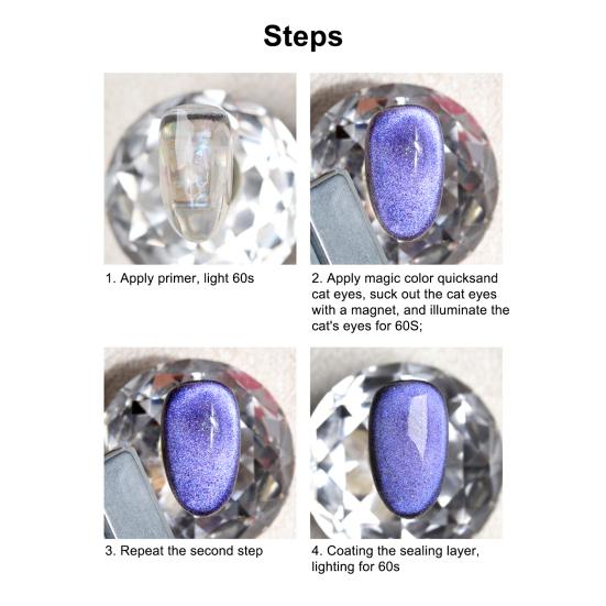 8 ml Katzenaugen-Kleber, glitzernder, schnell trocknender Quicksand-Nagelkunst-Gel-Nagellack mit feiner Textur für die Schönheit