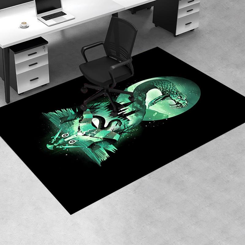 

Hogwarts Slytherin House Crest Snake Scarf Print Office Mat Home Decor Office Desk Chair Rugs Chair Carpet for office Chair Mat Gift For Hal 60cm by 90cm