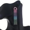 Elegant Long Tassel Rhinestone Stud Earrings Women's Wedding Performance Stage Multi-Color Gradient Slimming E775