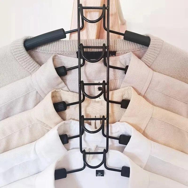 Heavy Duty Space-Saving Metal Hangers with Non-Slip Foam Pads - Multi-Layer Design for Coats, Sweaters, Suits, and T-Shirts