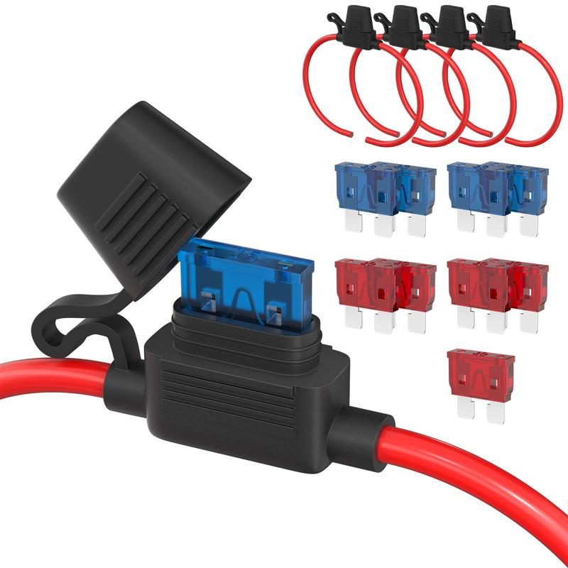 DaierTek 5PCS 18 Gauge Fuse Holder 12V for ATC/ATO Blade Fuse Inline Fuse Holder 12V with 18 AWG Wires with 10A 15A Fuse Car 10A