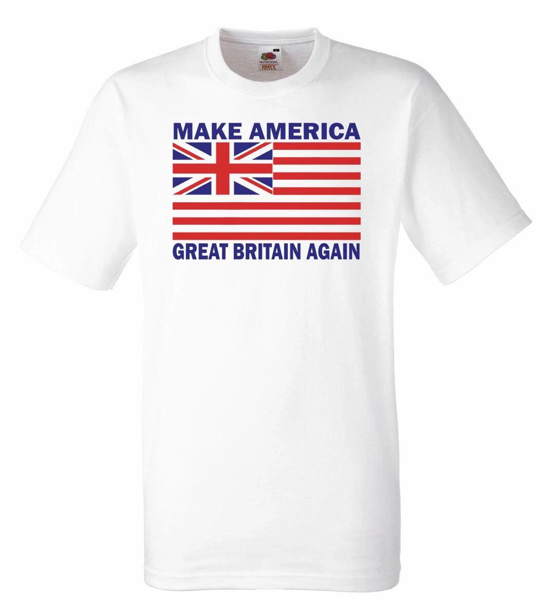 Adults Make America Great Britain Again Political Trump Starmer 100% Cotton T-shirt Mens Tees Top XL