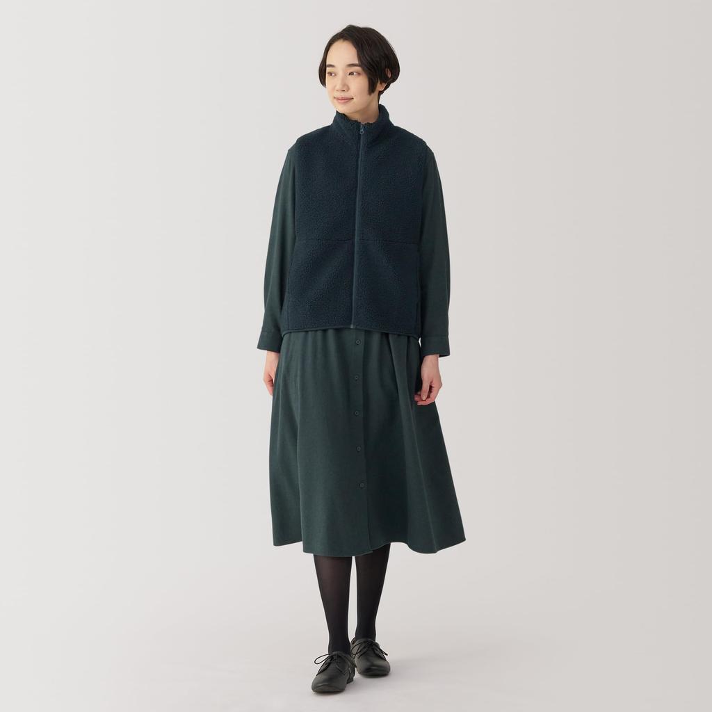 MUJI Boa Fleece Dark Size BB2QQA4A Women's Vest, Navy, XS,