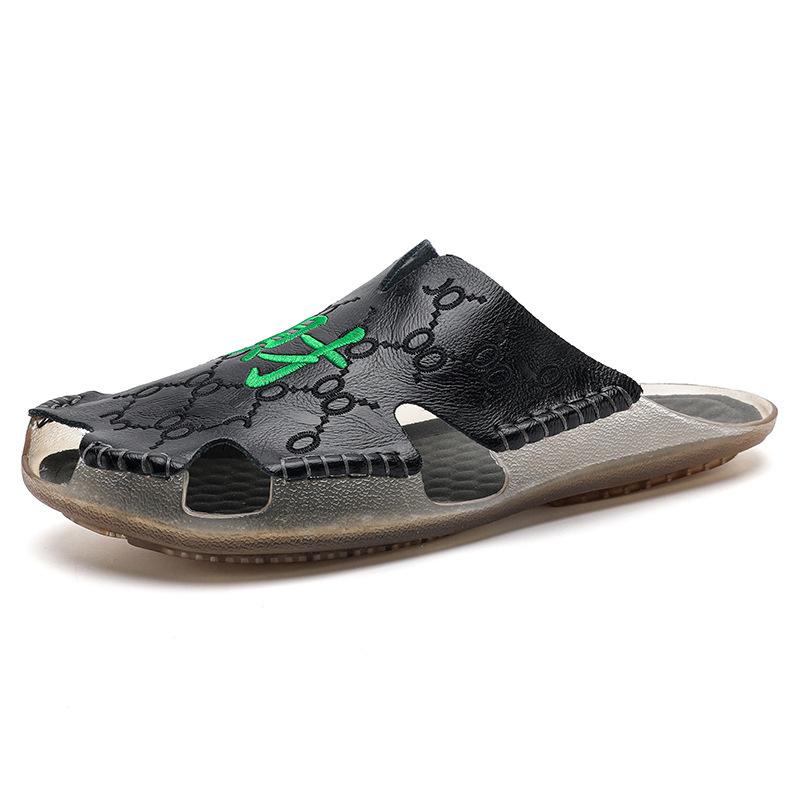 

Кожаная сумка голова тапочки мужчины носят кожаные шлепанцы большой размер половина токся 38 чёрный