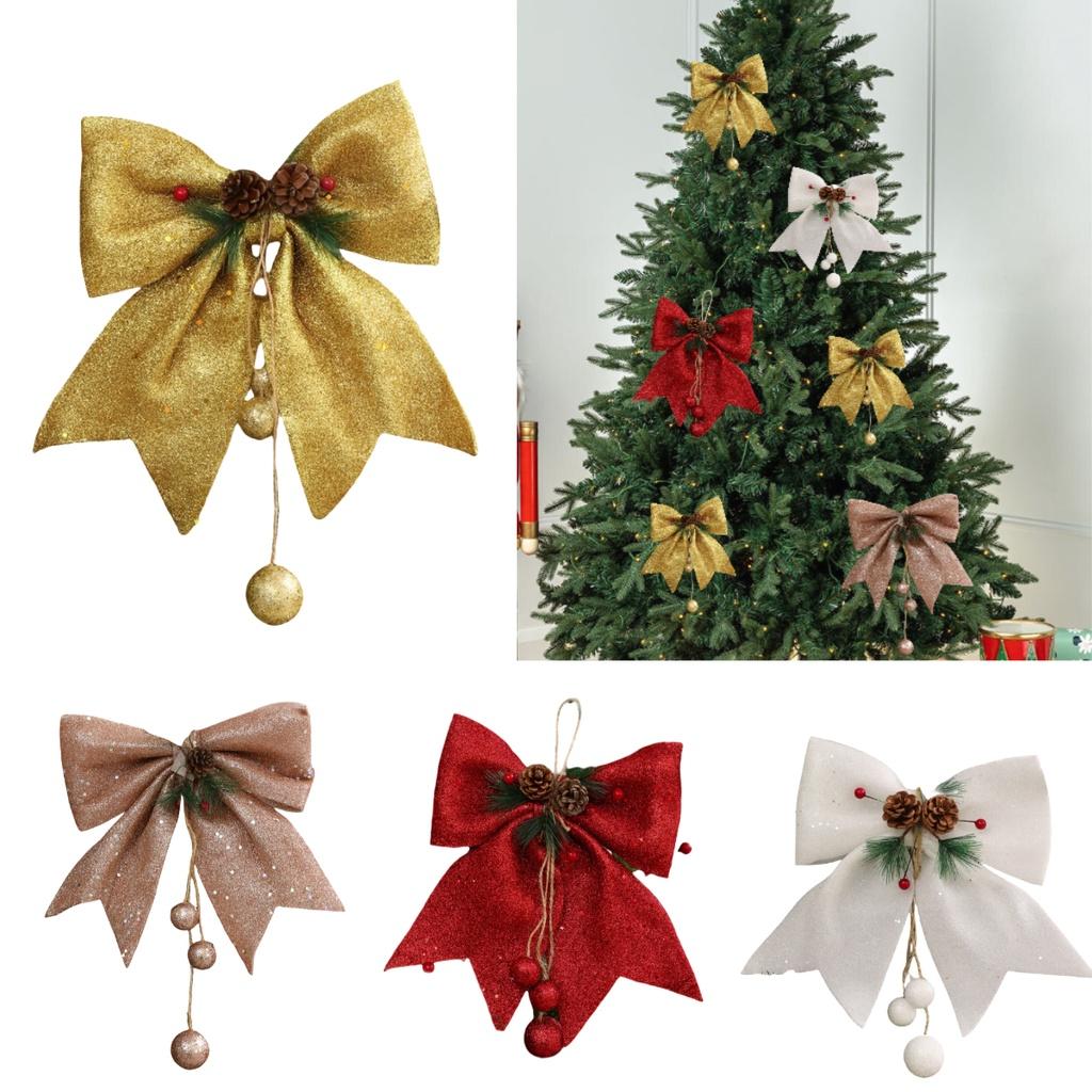 Tree Christmas Bow Diy Pendant Party Decoration Glitter Ornament Gifs Wedding