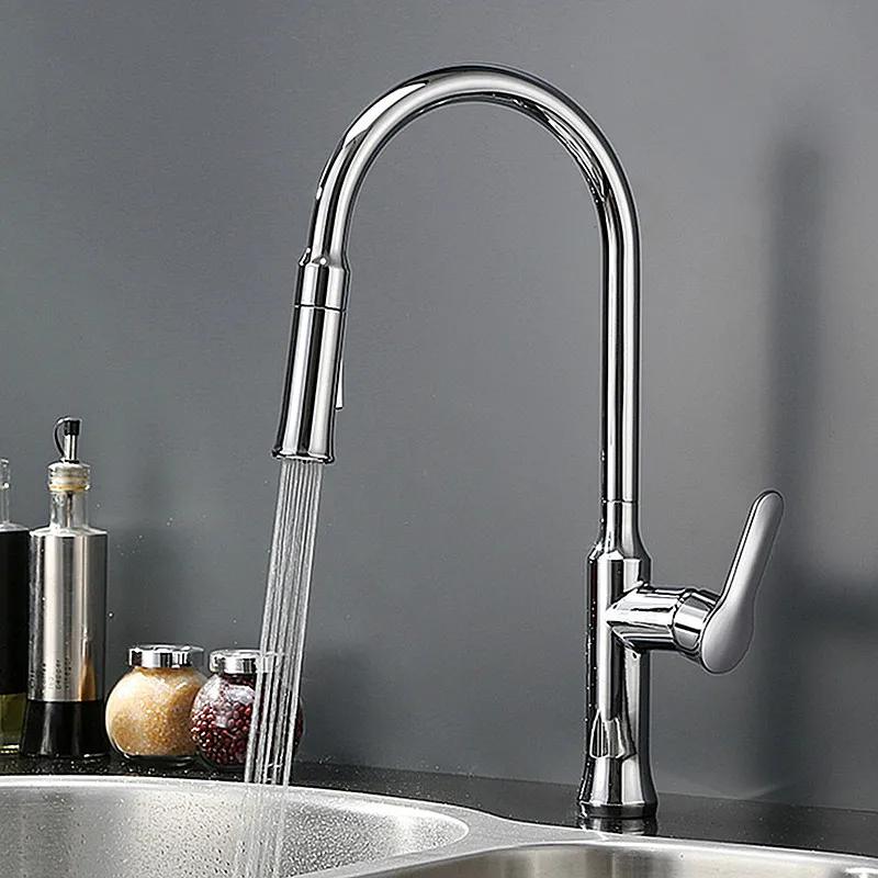 Factory Direct Polish Copper Water Saver Filter Swivel Robinet Para Torneira Chrome White Sink Mixer Pull-out Kitchen Faucet Tap