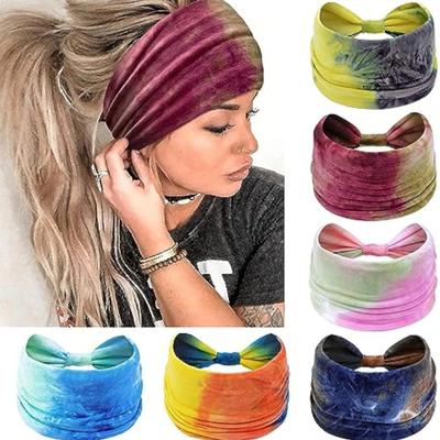 Tie-dye Headband Sports Running Bohemian Face Wash Makeup Hair Cross Wide-brimmed Headband Female [