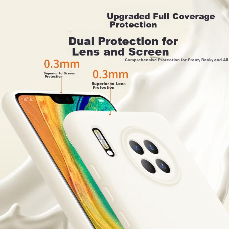 Huawei Mate30 Case Liquid Silicone Soft Cover Full Protection Lens Anti-Drop Anti-Fingerprint Minimalist Cloud Blue