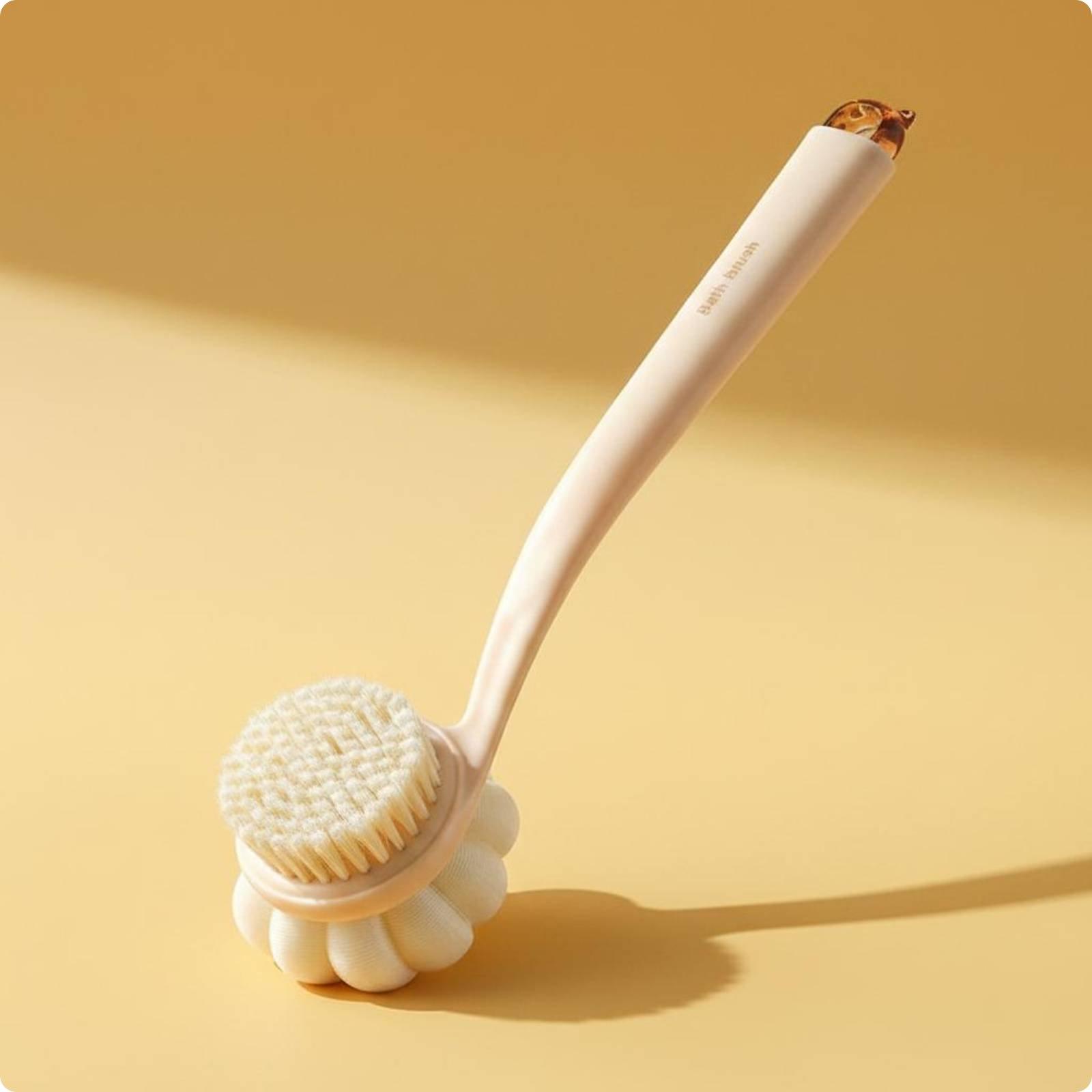 Double-Sided Shower Brush Lightweight Long Handle Bath Brush for Bathroom оранжевый