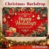 Christmas Happy Holidays Background 150*100cm Polyester Backdrop for Home & Outdoor Holiday Decor Festive Supplies Xmas