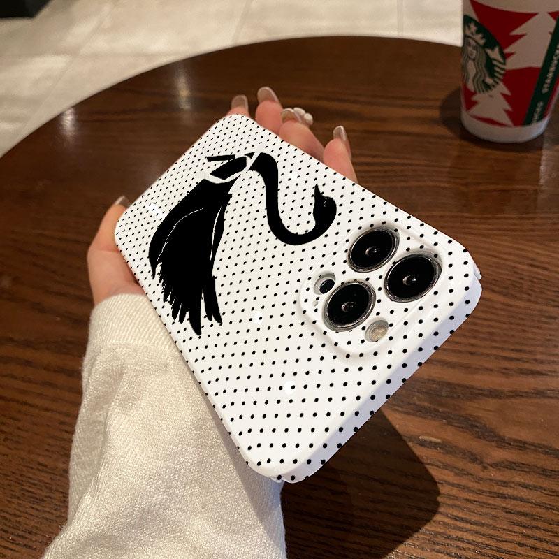 Luxury Clmj white swan Dots Phone Case for Samsung Galaxy S20 S21 S22 S23 S24 S25 FE Plus Note20 Ultra 4G 5G Glossy Film Hard PC