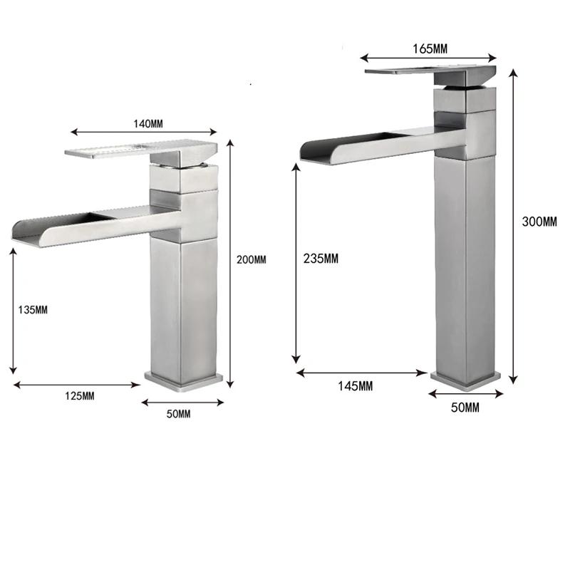 Black Gold Faucet Stainless Steel Waterfall Faucet Mixed Faucet Countertop Hot Cold Mixed Water Taps Bathroom Faucet Single Hole