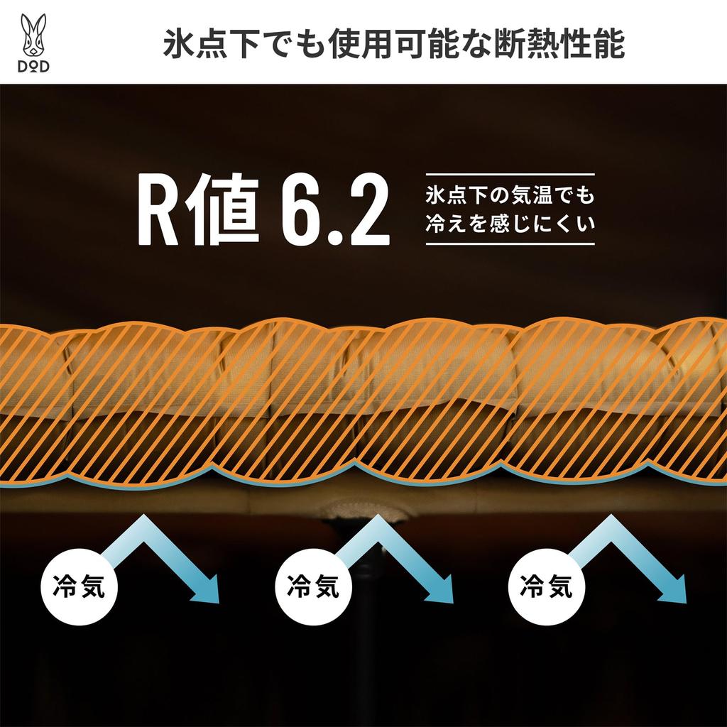 DOD Shadandan All-Season Air Mattress (CM1-083-CA) with an R-Value of 6.2, Lightweight and Compact, Ideal for Hiking and Camping