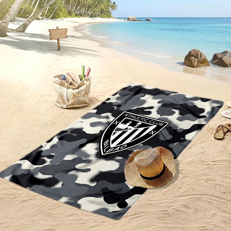 Athletic Bilbao Football Print Beach Towel, Large Soft Quick Dry Towel for Beach Camping Swimming