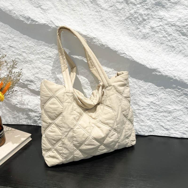 Ladies' Large Capacity Casual Nylon Cloth Shoulder Bag, Solid Color Tote Bag