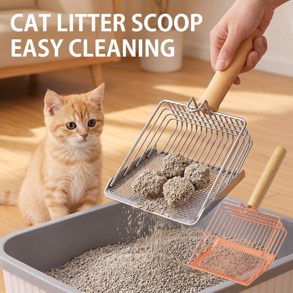 Litter Scoop Stainless Fine Mesh -Purpose for Clumping and Tofu Litter