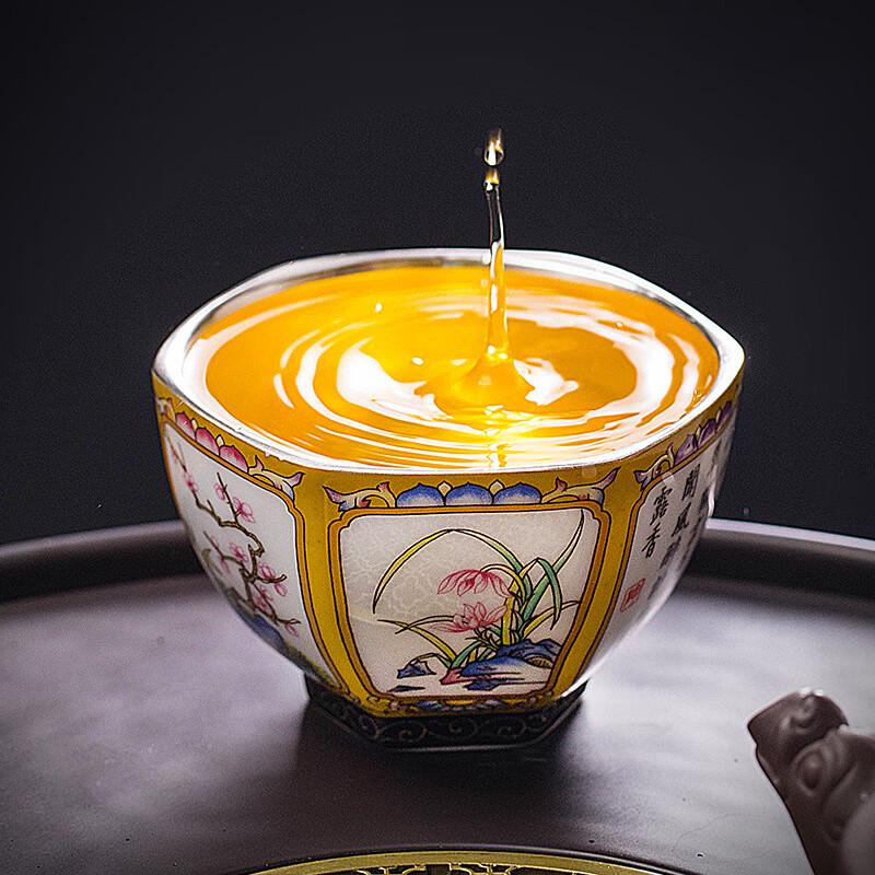 Chaxun Enamel 'Four Gentlemen' Kung Fu Teacup Set
