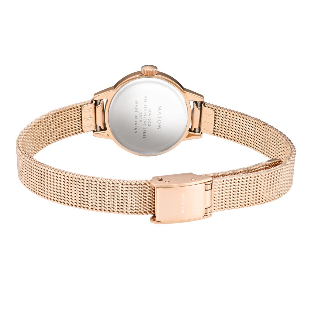 MATOW Tsuki Seigetsu Round Watch in Rose Gold and White Mesh Authorized Retailer [MATOW] Women's (mw005006) -