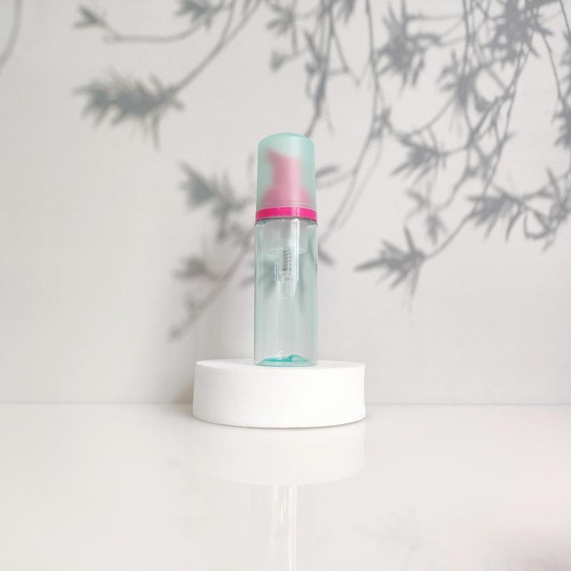 60ml Portable Transparent Green Facial Cleanser Foaming Bottle