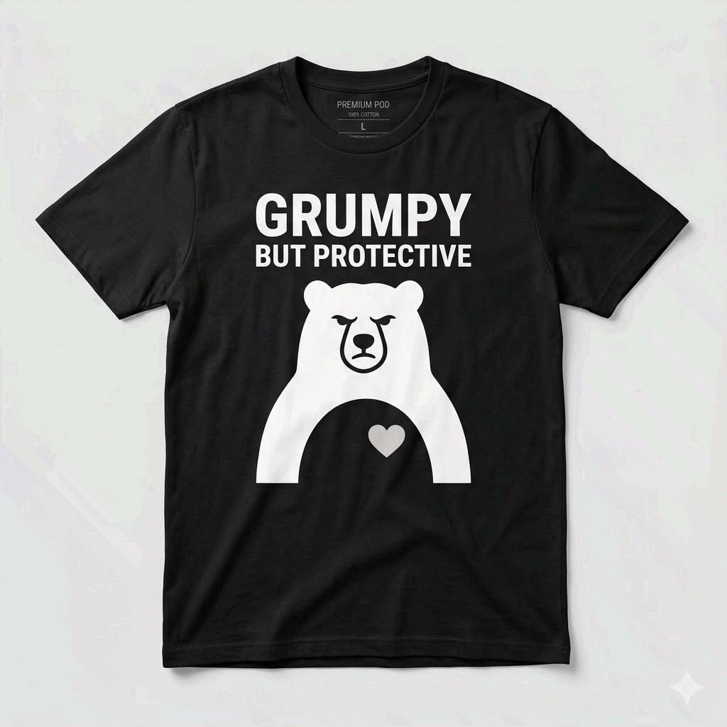Grumpy Protective Papa Bear Shirt Funny Father’s Day Gift for Dad L