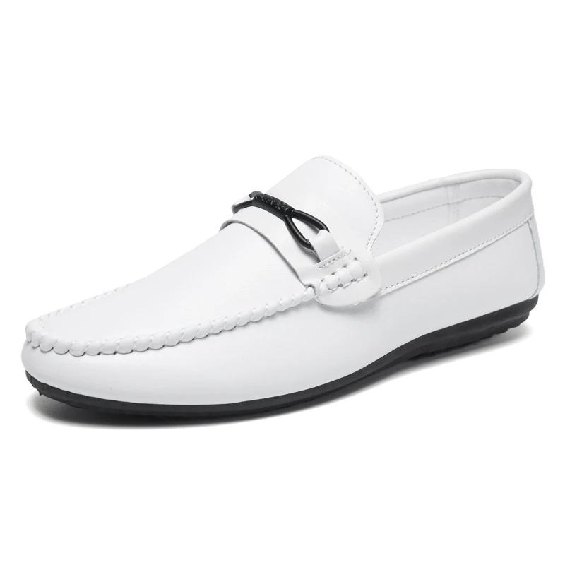 Fashion Summer Men Casual Shoes Leather Moccasins Breathable Slip on Boat Shoes Italian Luxury Brand Mens Driving Loafers Size 39-46