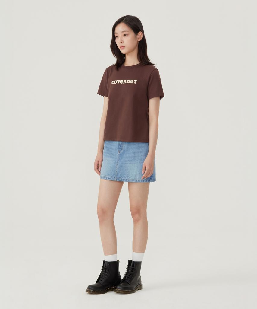 COVERNAT WOMAN Cool Cotton Cooper Logo T-Shirt Heather Grey