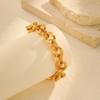 Gold Color Stainless Steel Chunky Chain Bracelet For Women, Thick Twist Texture Charm Bracelet, Simple Luxury Jewelry Gift