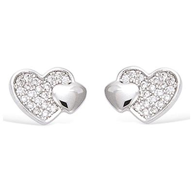 [N6879] - Silver 'Love' Silver Earrings (rhodium-plated) - 11x8 Mm